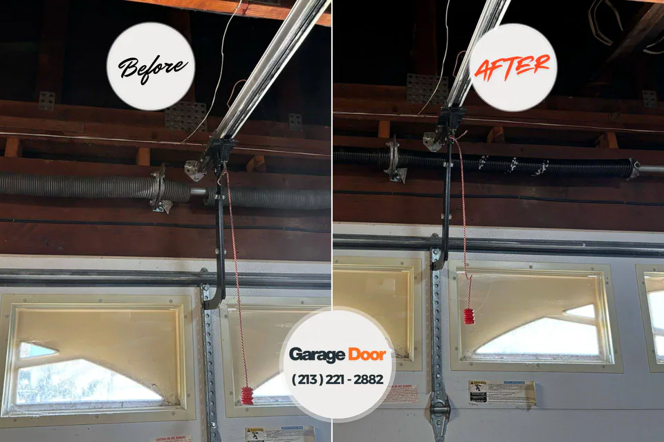 Before and after: garage door repair Hendersonville, TN
